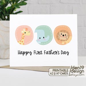 Happy First Father&#39;s Day Printable Card / Instant Download PDF / Card Template