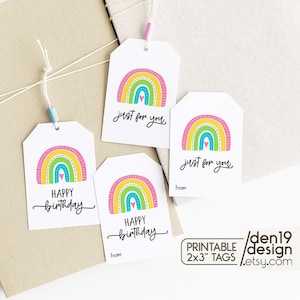 Rainbow Gift Tags: Printable Birthday & Just For You Labels (PDF)