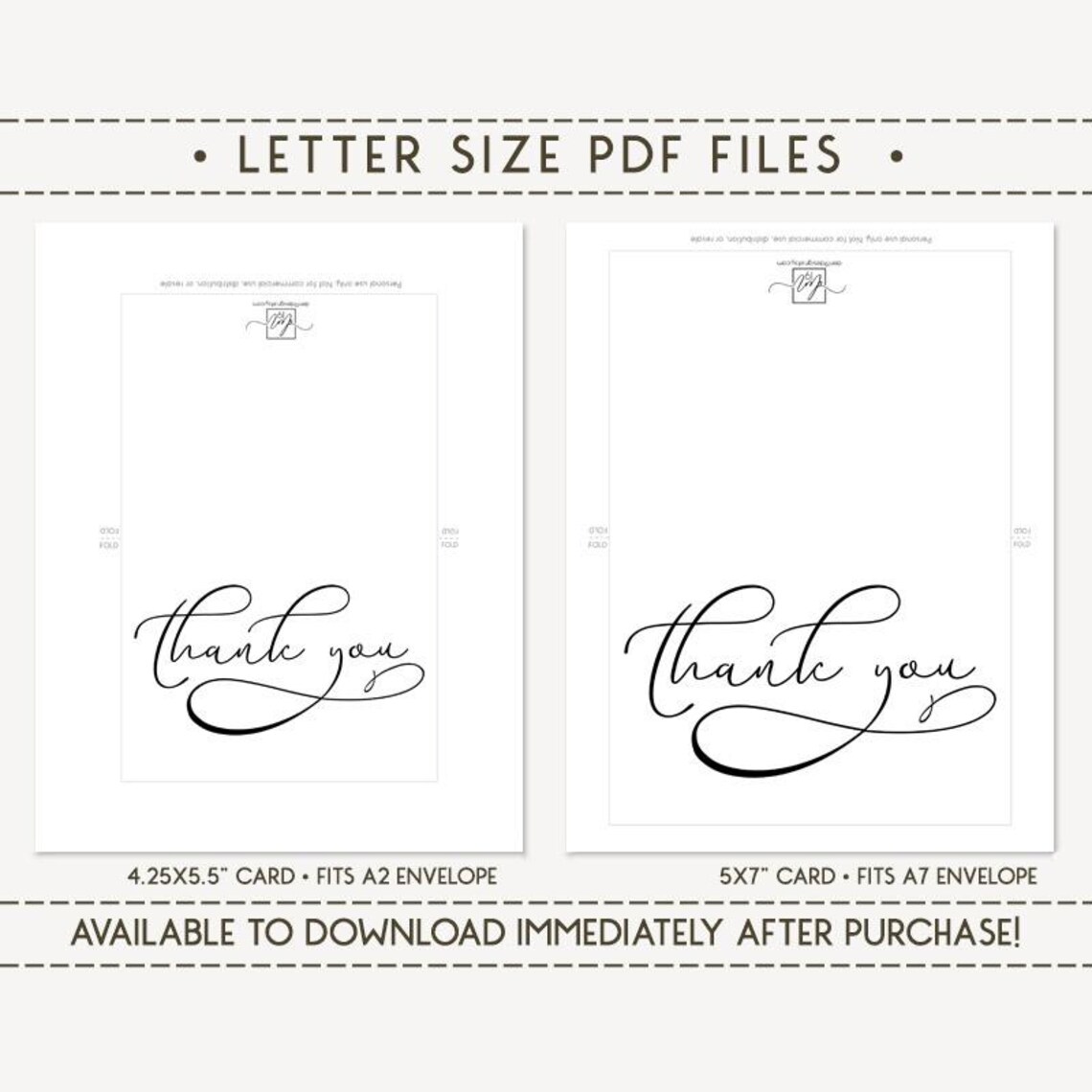 Thank You Printable Card / Instant Download PDF / Card Template - Etsy