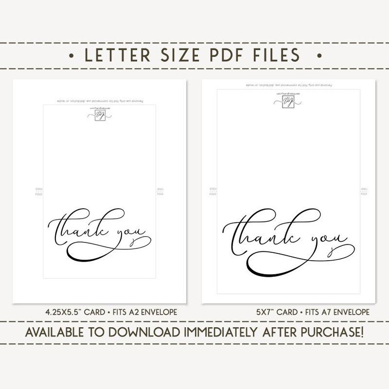 Thank You Printable Card / Instant Download PDF / Card Template - Etsy