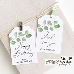 Bewerkbare en afdrukbare cadeaukaartjes / Verjaardagscadeaulabel / Just For You-cadeaulabel / Regenboog-cadeaulabels