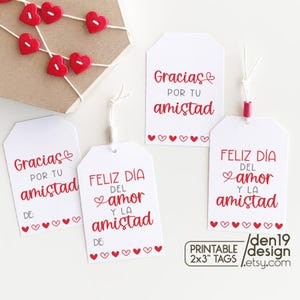 Afdrukbare cadeaukaartjes / Tags Spaanse Valentijnsdag / Feliz Dia Del Amor Y La Amistad / Gracias Por Tu Amistad