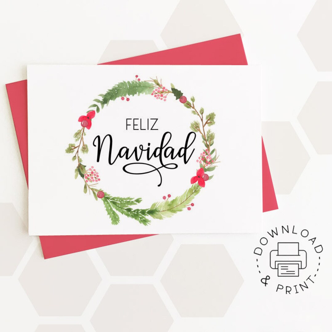 Feliz Navidad Printable Card / Instant Download PDF / Spanish Christmas ...