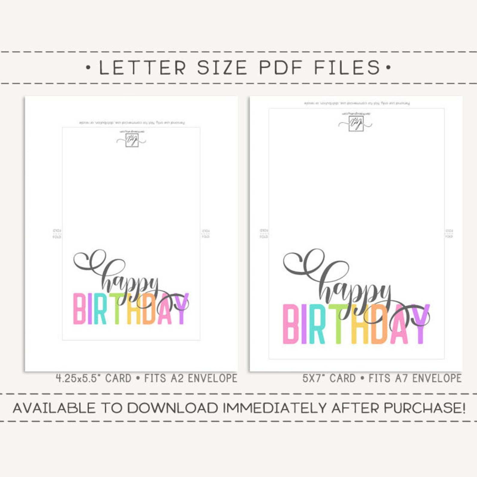Happy Birthday Printable Card and Envelope / Instant Download - Etsy