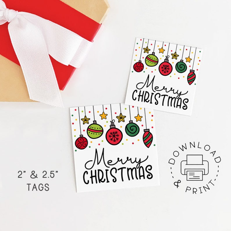 Printable Merry Christmas Gift Tags / Square Merry Christmas - Etsy