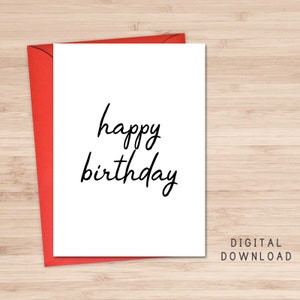 Set of 4 Printable Birthday Cards / Minimal Happy Birthday | Etsy