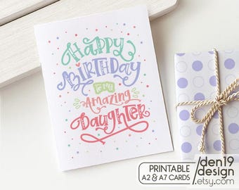 Daughter Birthday Card: Printable PDF, A2/A7 Sizes (Digital Download)