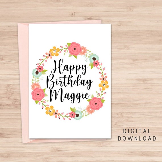 Personalized Happy Birthday Card / Printable Birthday Card / Etsy