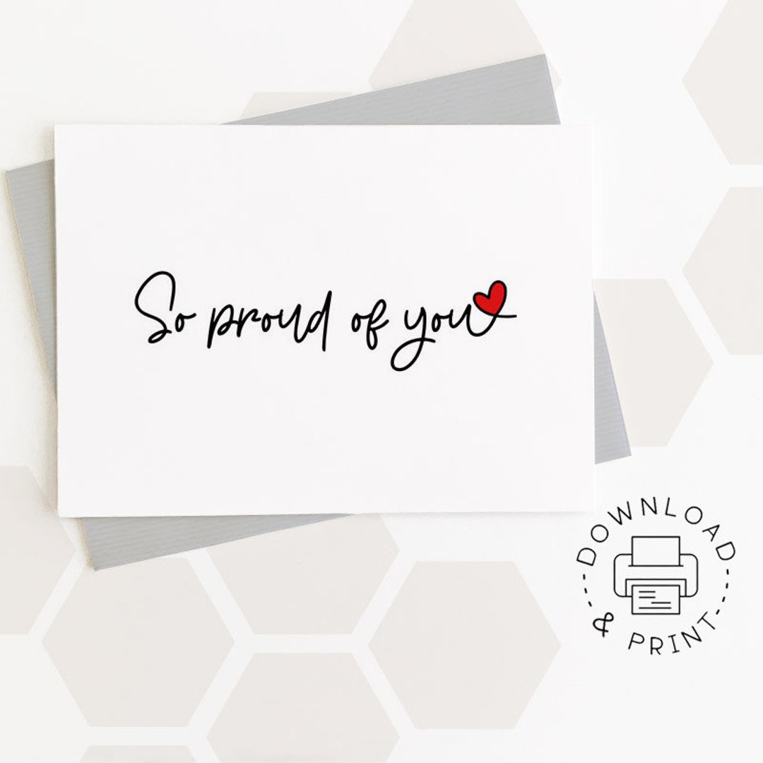 So Proud of You Printable Card / Instant Download PDF / Graduation Card