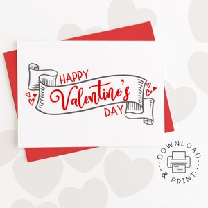 Happy Valentine's Day Printable Card / Instant Download PDF / Valentine ...