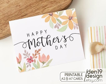 Floral Mother's Day Card: Printable A2 & A7 PDF Template