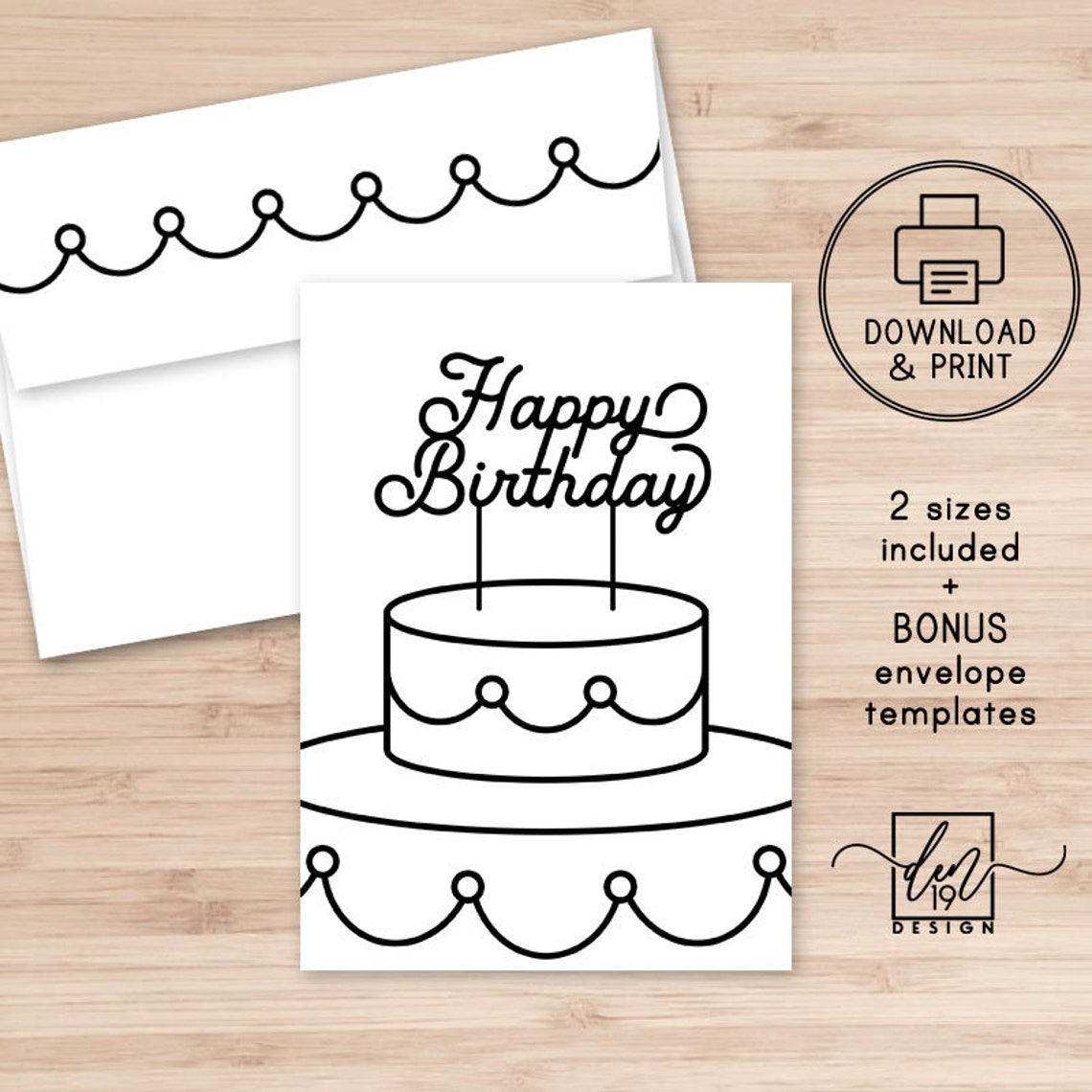 Happy Birthday Printable Card And Envelope / Instant Download | Etsy
