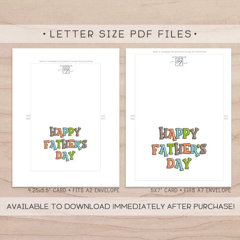 Happy Father's Day Printable Card / Instant Download PDF / - Etsy