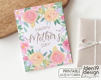 Happy Mother's Day Printable Card / Floral Card Template / Instant Download PDF