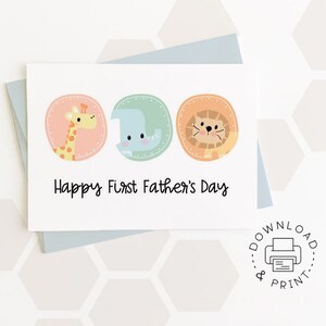 Happy First Father's Day Printable Card / Instant Download PDF / Card Template