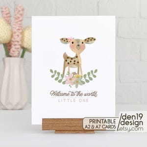 Druckbare Karte: Welcome To The World Little One / Sofortiger Download PDF / Baby Reh Kartenvorlage