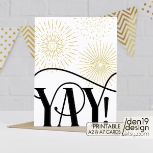 Hoera! Afdrukbare kaart / Directe download pdf / Kaartsjabloon Gefeliciteerd