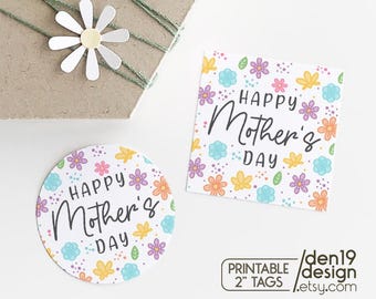 Printable Happy Mother's Day Gift Tags / Floral Favor Labels