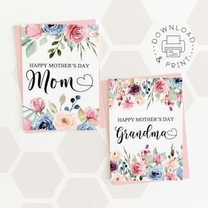 Happy Mother's Day Printable Card / Instant Download PDF / Floral Card Template