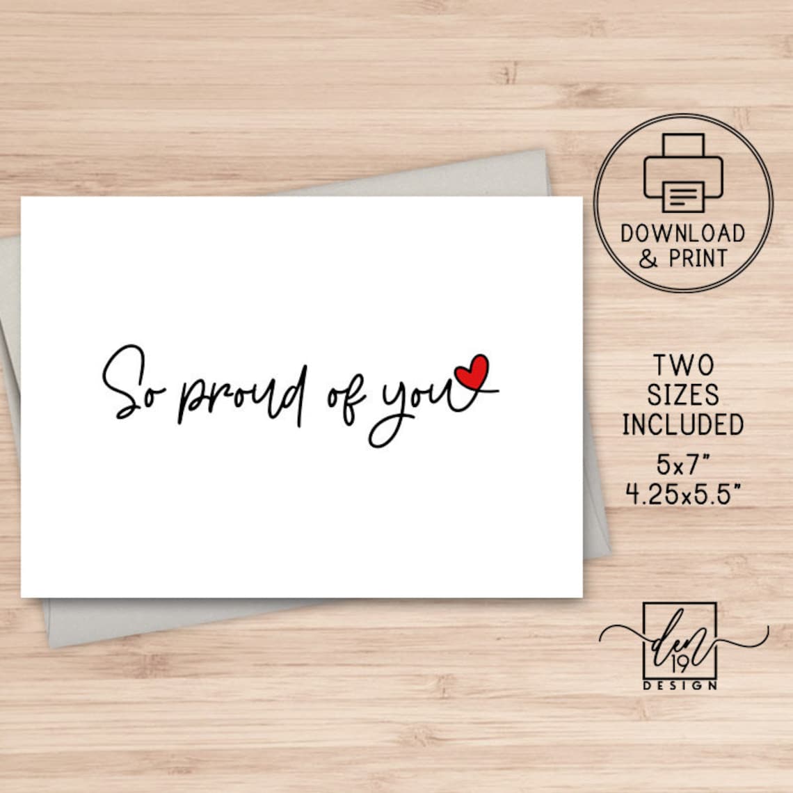 So Proud of You Printable Card / Instant Download PDF / | Etsy
