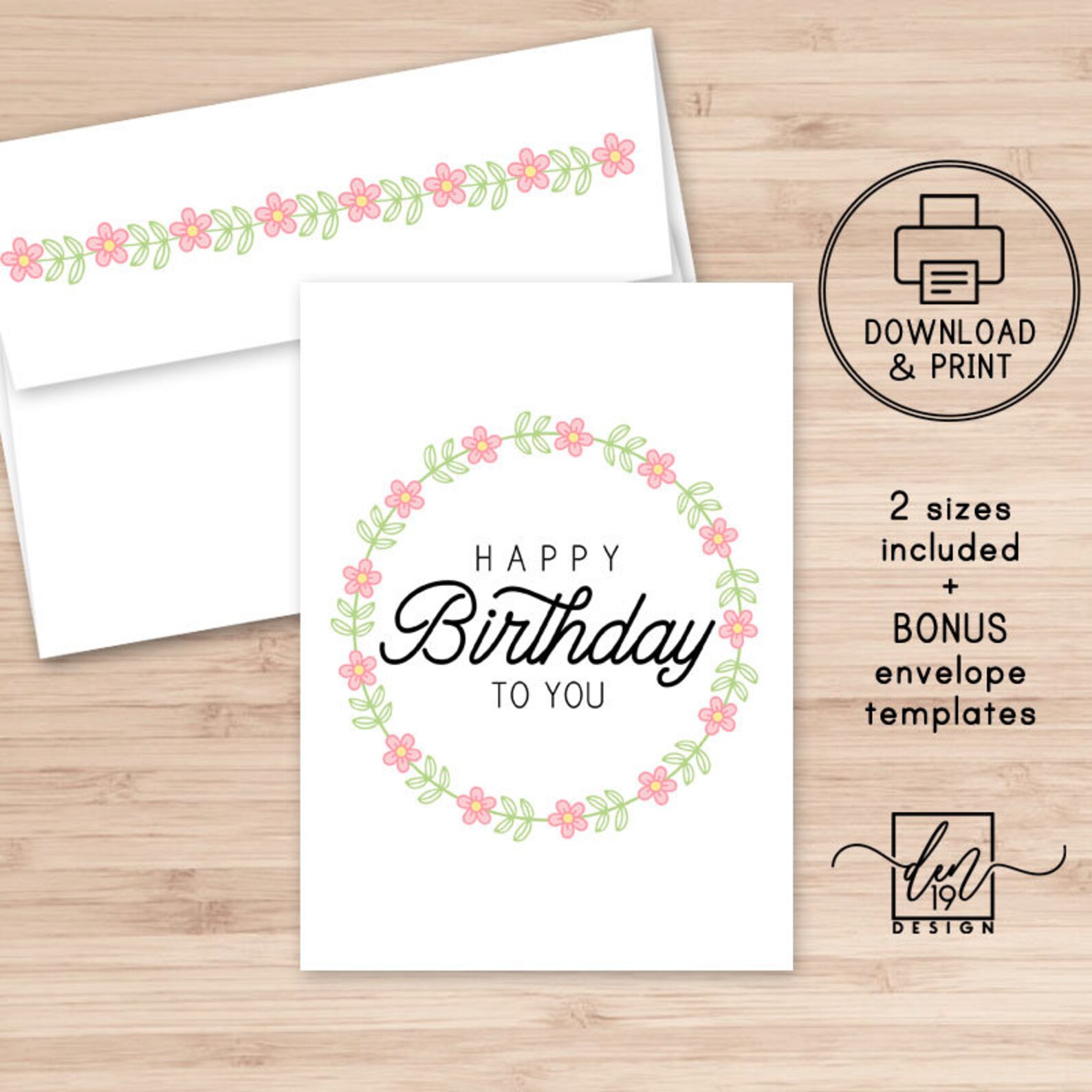 Happy Birthday Printable Card And Envelope / Instant Download | Etsy