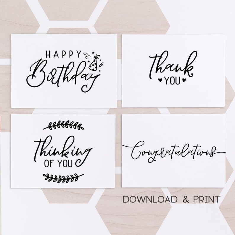 Set of 4 Printable Cards / All Occasion Card Templates / Happy - Etsy