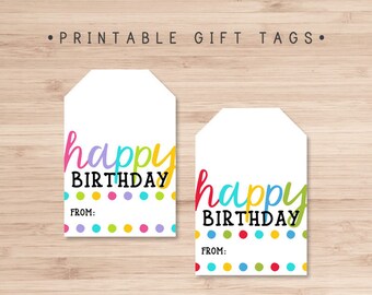Printable Gift Tags / Happy Birthday Gift Tag / Birthday Gift | Etsy