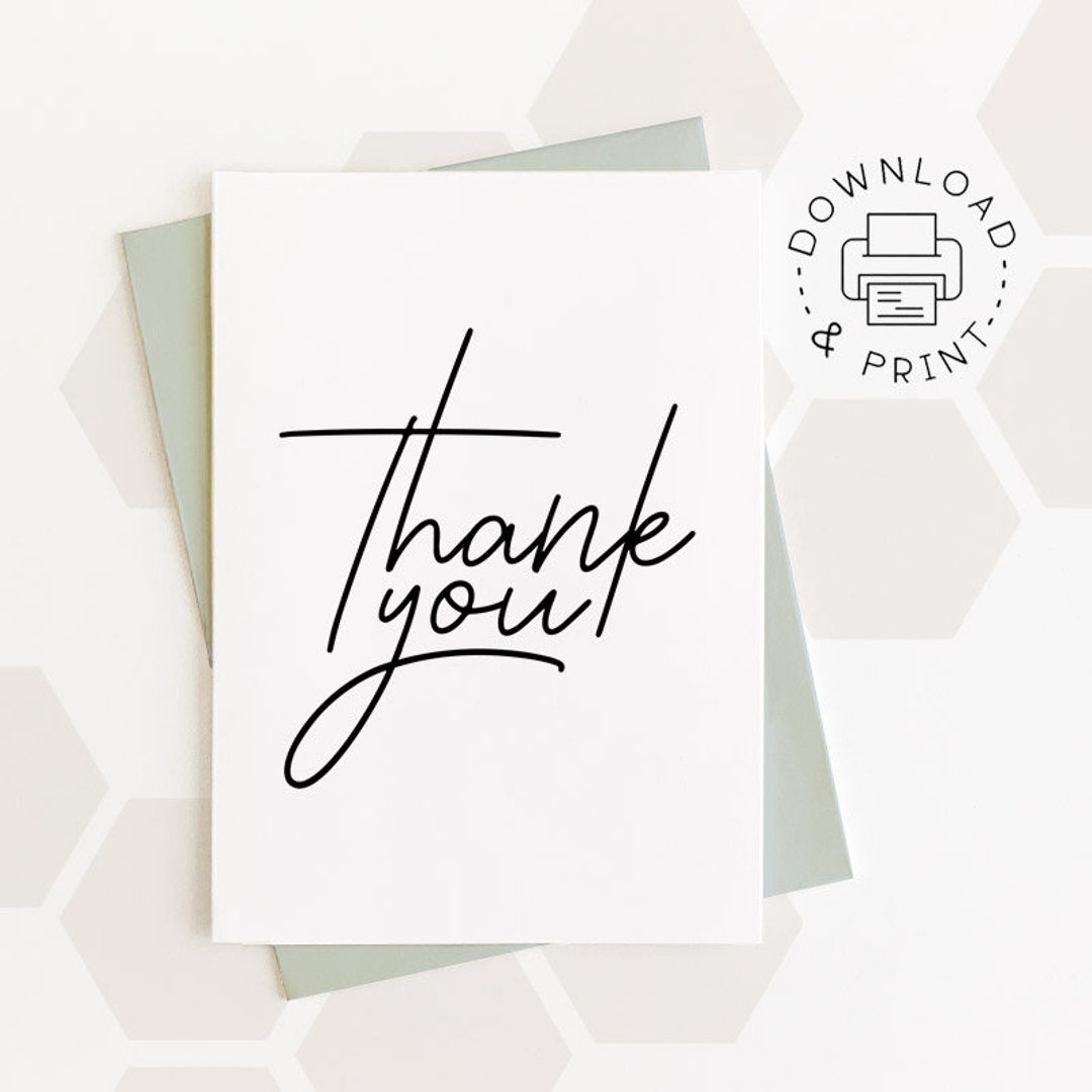 Thank You Printable Card / Instant Download PDF / Card Template Etsy Thank You Printable Card / Instant Download PDF / Card Template Etsy