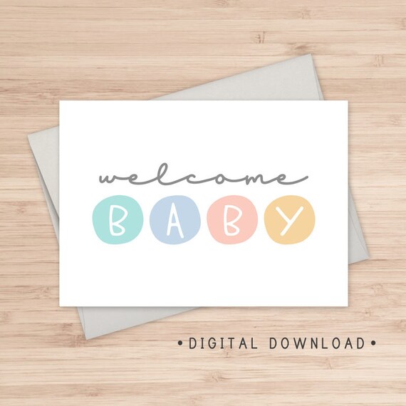 Baby Printable Card / Instant Download PDF / New Baby Etsy