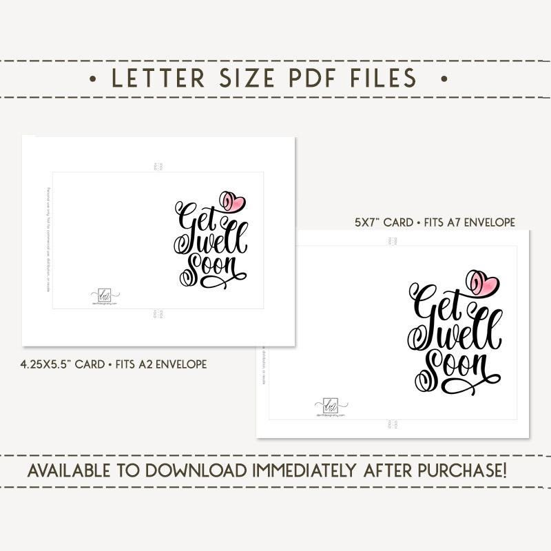 Get Well Soon Printable Card / Instant Download PDF / Card Template - Etsy