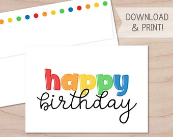 Editable &amp; Printable Happy Birthday Card / Instant Download - Etsy