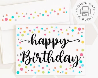 Happy Birthday Printable Card and Envelope / Instant Download - Etsy