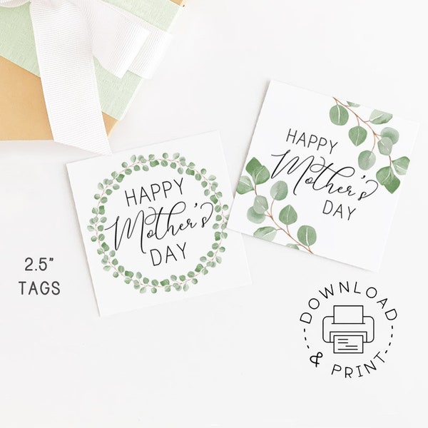 Printable Happy Mother's Day Gift Tags / Instant Download Mother's Day 2.5" Favor Tag Set