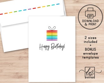 Happy Birthday Printable Card And Envelope / Instant Download | Etsy