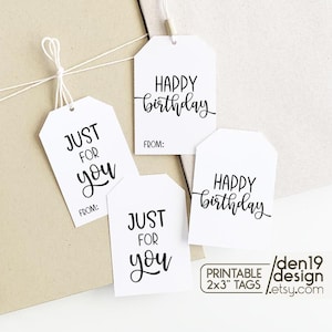 Geschenkanhänger zum Ausdrucken / Happy Birthday Geschenkanhänger / Just For You Geschenkanhänger / Geschenkanhänger zum Geburtstag