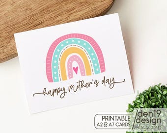 Happy Mother's Day Printable Card / Instant Download PDF / Rainbow Card Template