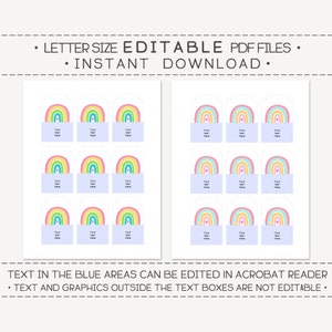 Editable &amp; Printable Gift Tags / Rainbow Gift Tags / Favor Tag Template ...
