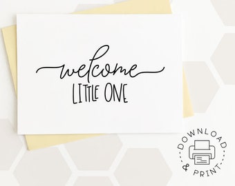 Welcome Little One Printable Card / Instant Download PDF / New Baby Card Template