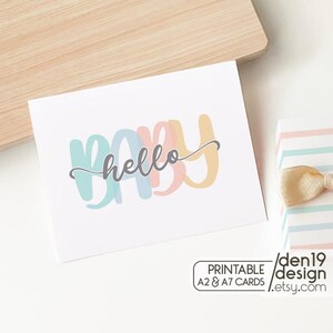 Hello Baby Printable Card: Neutral Baby Shower (PDF)