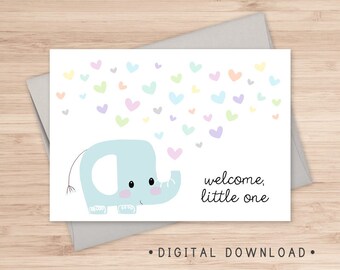 Elephant Baby Card | Etsy