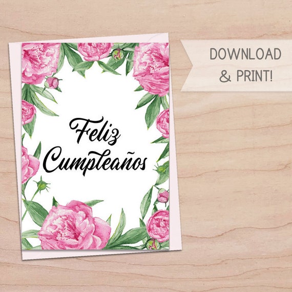 feliz cumpleanos happy birthday printable card instant etsy
