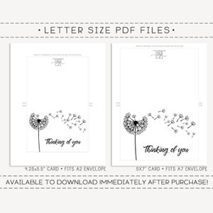 Thinking of You Printable Card / Instant Download PDF / Card Template ...
