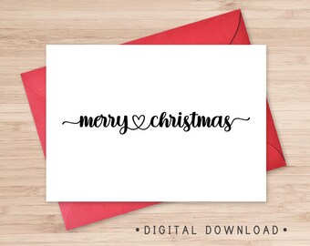 Merry Christmas Printable Card / Instant Download PDF / | Etsy