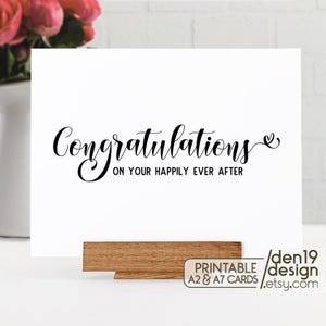 Tarjeta imprimible: Felicitaciones por su feliz para siempre / Descarga instantánea en PDF / Plantilla de tarjeta de boda
