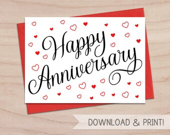 Printable Happy Anniversary Card / Instant Download PDF / | Etsy