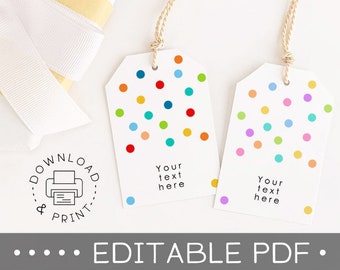 Editable & Printable Gift Tags / Confetti Gift Tags / Favor Tag Template