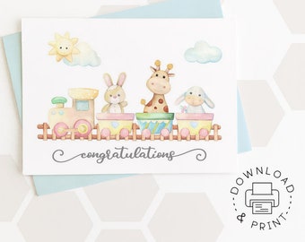 Congratulations Printable Card / Instant Download PDF / New Baby Card / Baby Shower Card Template