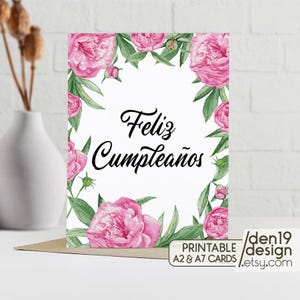 Feliz Cumpleaños Card: Floral Spanish Birthday (PDF)