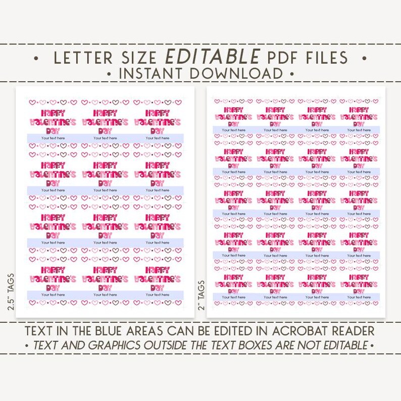 Editable & Printable Gift Tags / Happy Valentine's Day Tag - Etsy