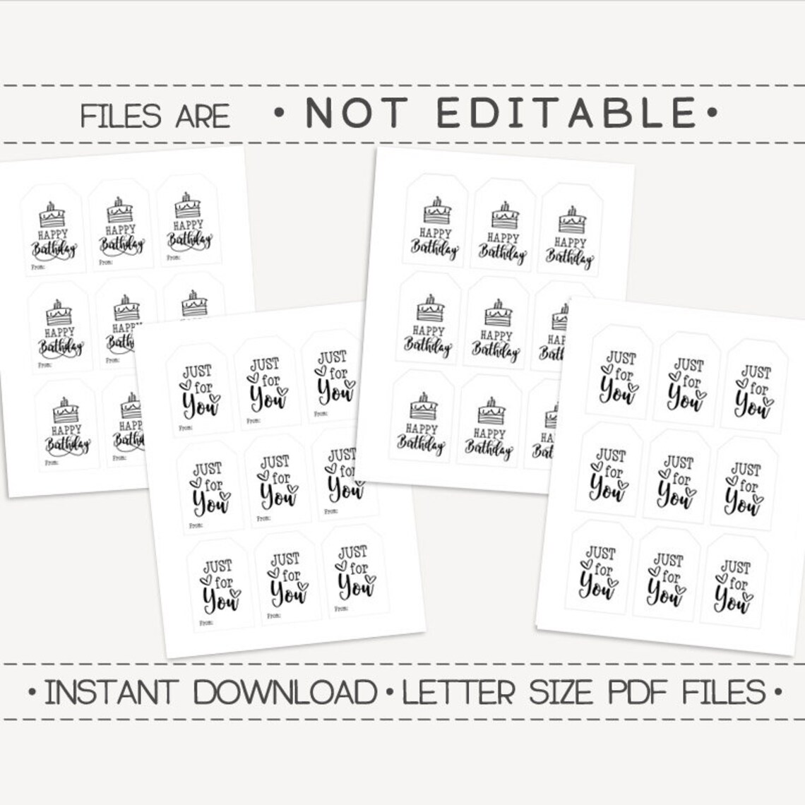 Printable Gift Tags / Happy Birthday Gift Tag / Just for You - Etsy